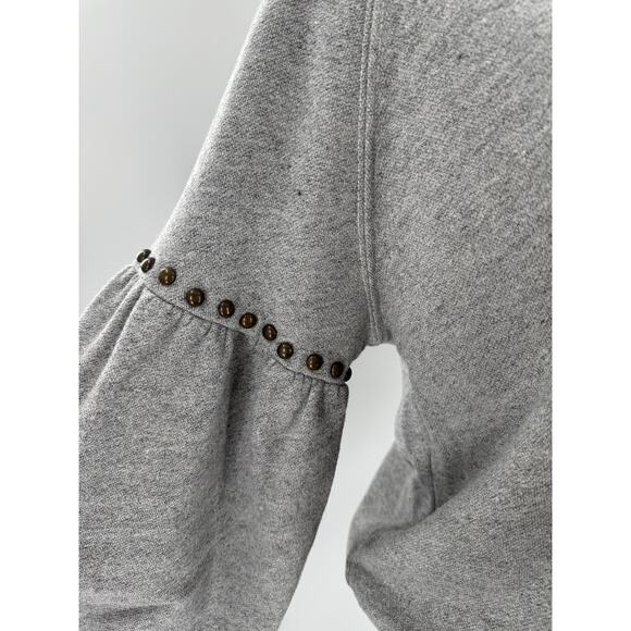 The Great. Bishop Gray Puff Sleeve Sweatshirt with Studs Pullover S - Picture 2 of 10